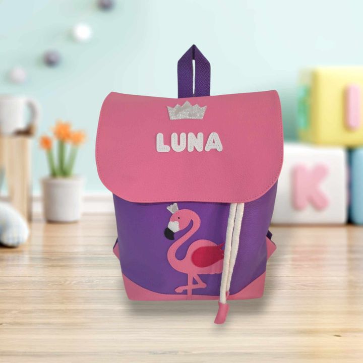 SAC A DOS AU MOTIF FLAMANT ROSE